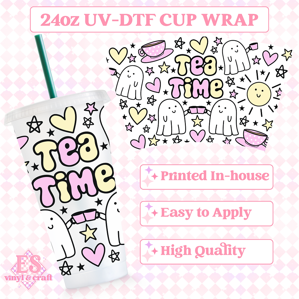 Tea Time - UVDTF 24oz Cold Cup Wrap