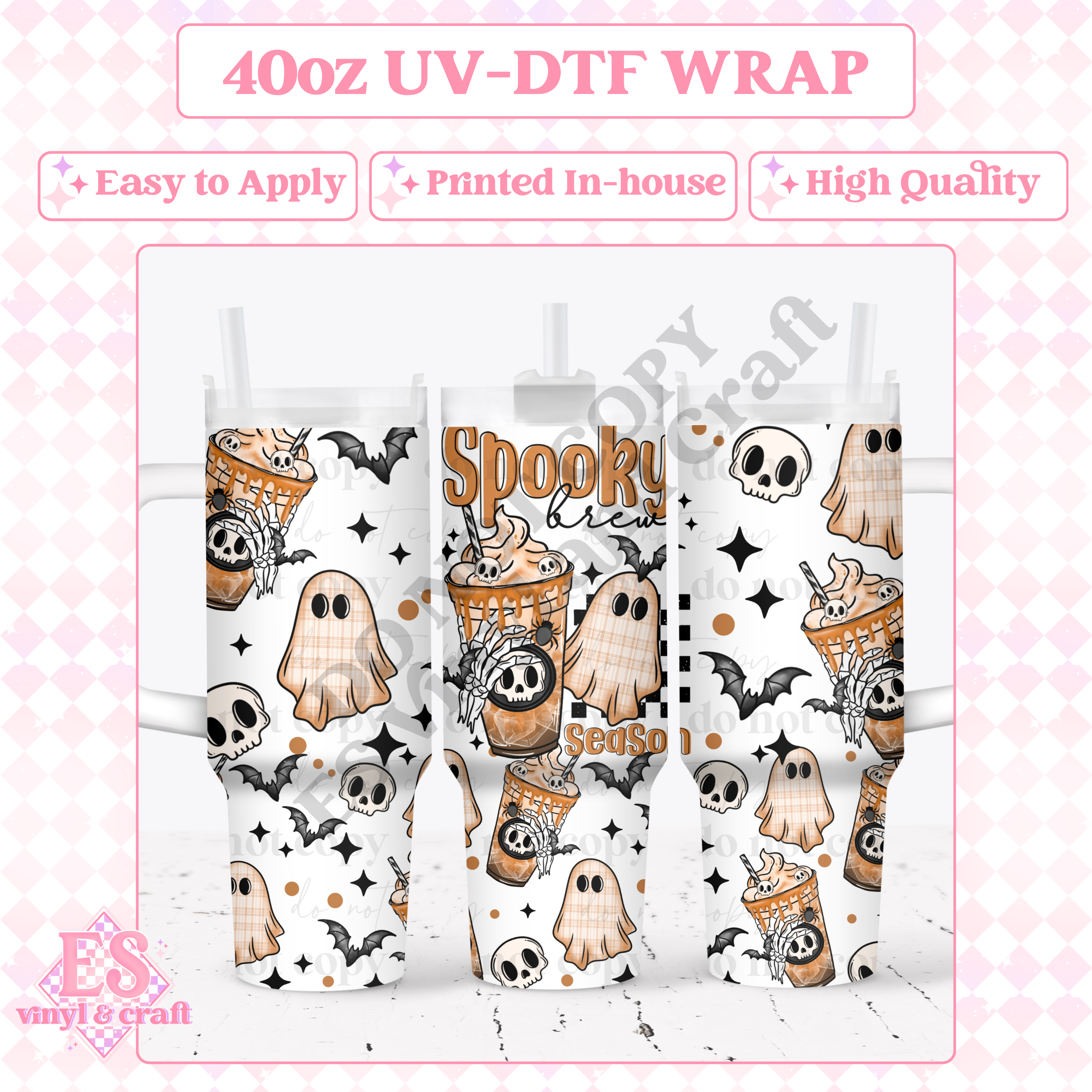 Spooky Brew - 40oz Tumbler Wraps - UV-DTF (2 Wraps - Top & Bottom)