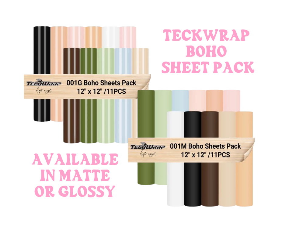 Teckwrap 001 Matte or Glossy Boho Sheet Pack 12" x 12" x 11 Sheets