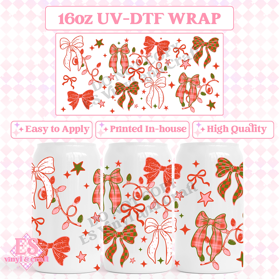 Christmas Bows - 16oz Beer Can / Libbey UV-DTF