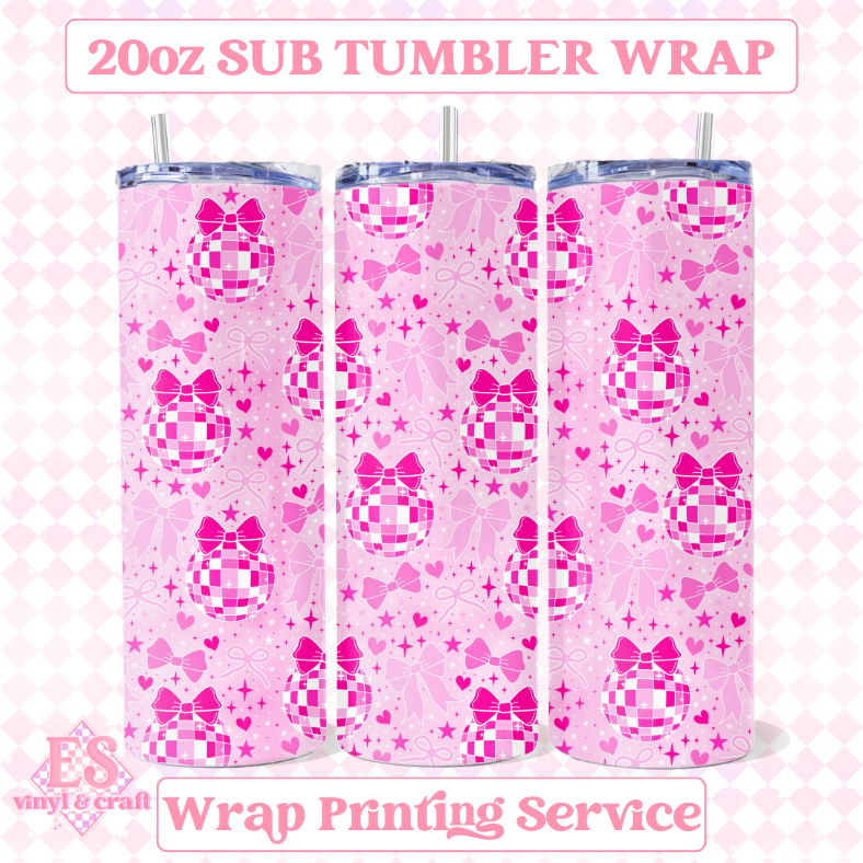 Disco Bow Seamless - Full 20oz Tumbler Sublimation Ready To Print