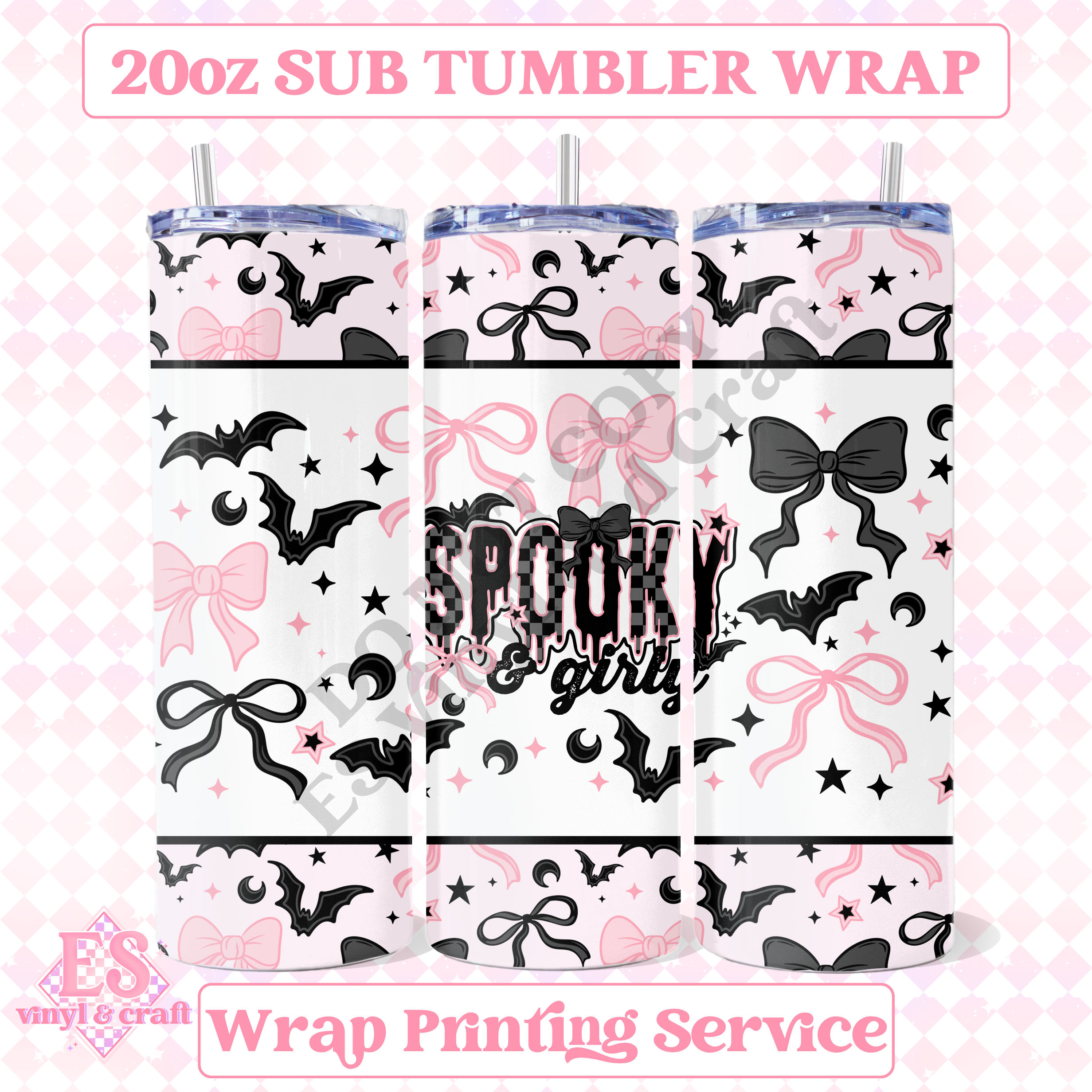 Spooky Girly - Full 20oz Tumbler Sublimation Print