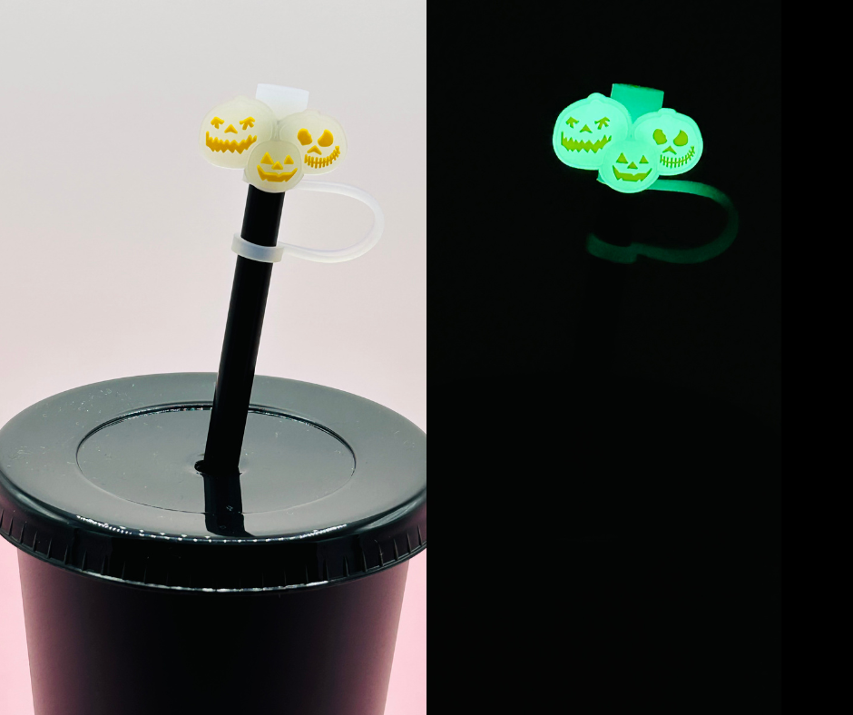 Straw Topper - Glow in the Dark Pumpkins