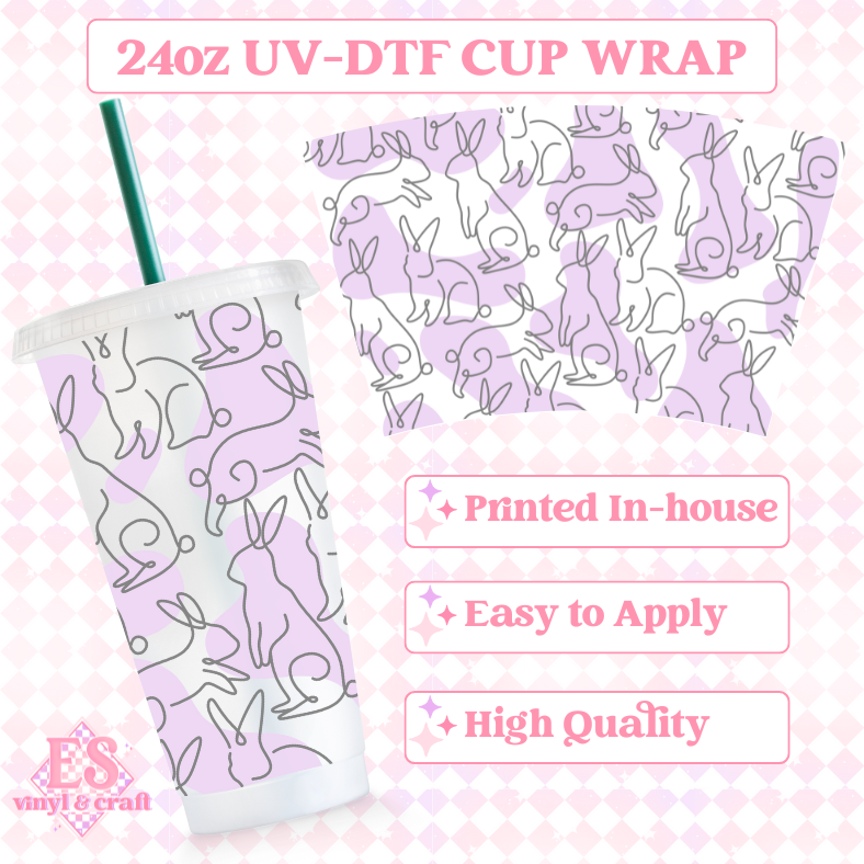 Line Bunnies - UVDTF 24oz Cold Cup Wrap