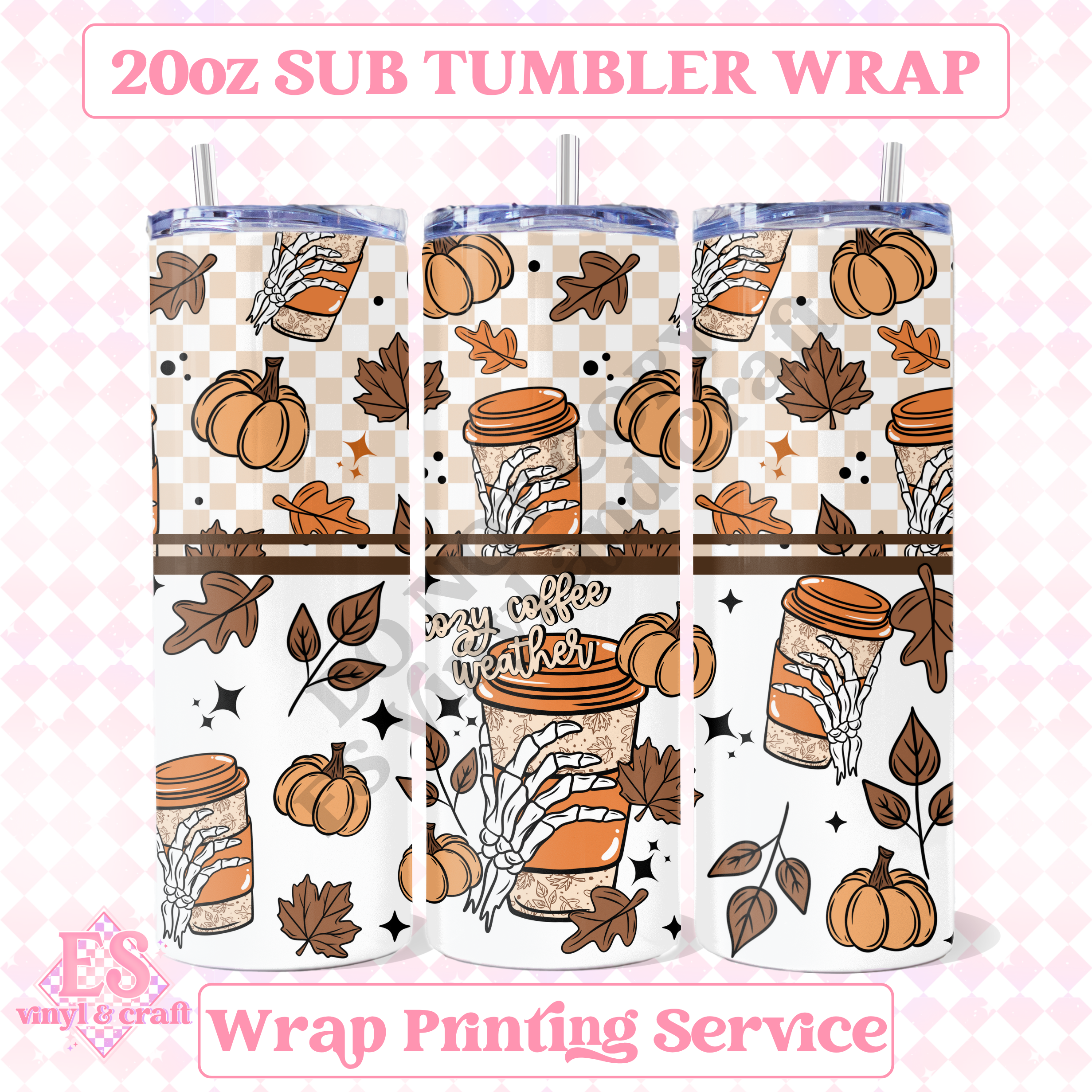 Cozy Coffee Weather - Full 20oz Tumbler Sublimation Print