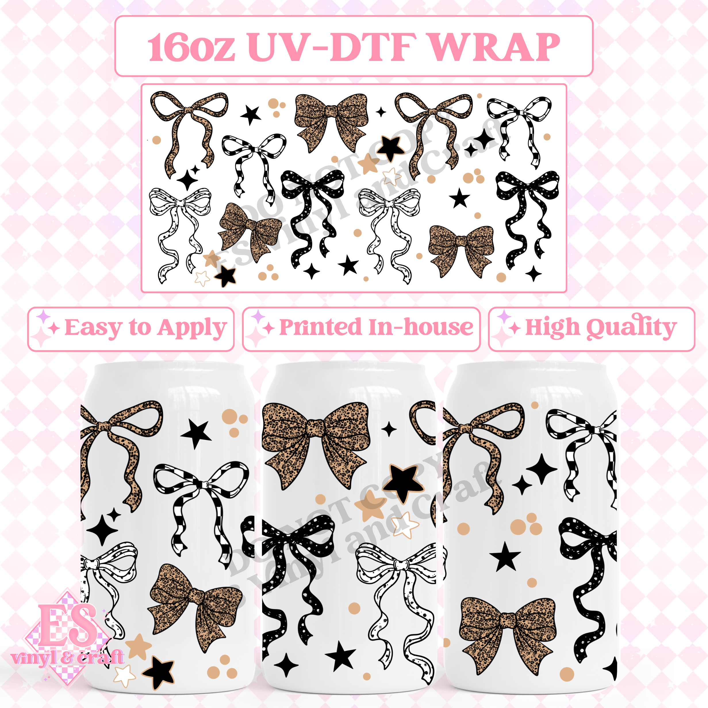 Cheetah Bow - 16oz Beer Can / Libbey UV-DTF