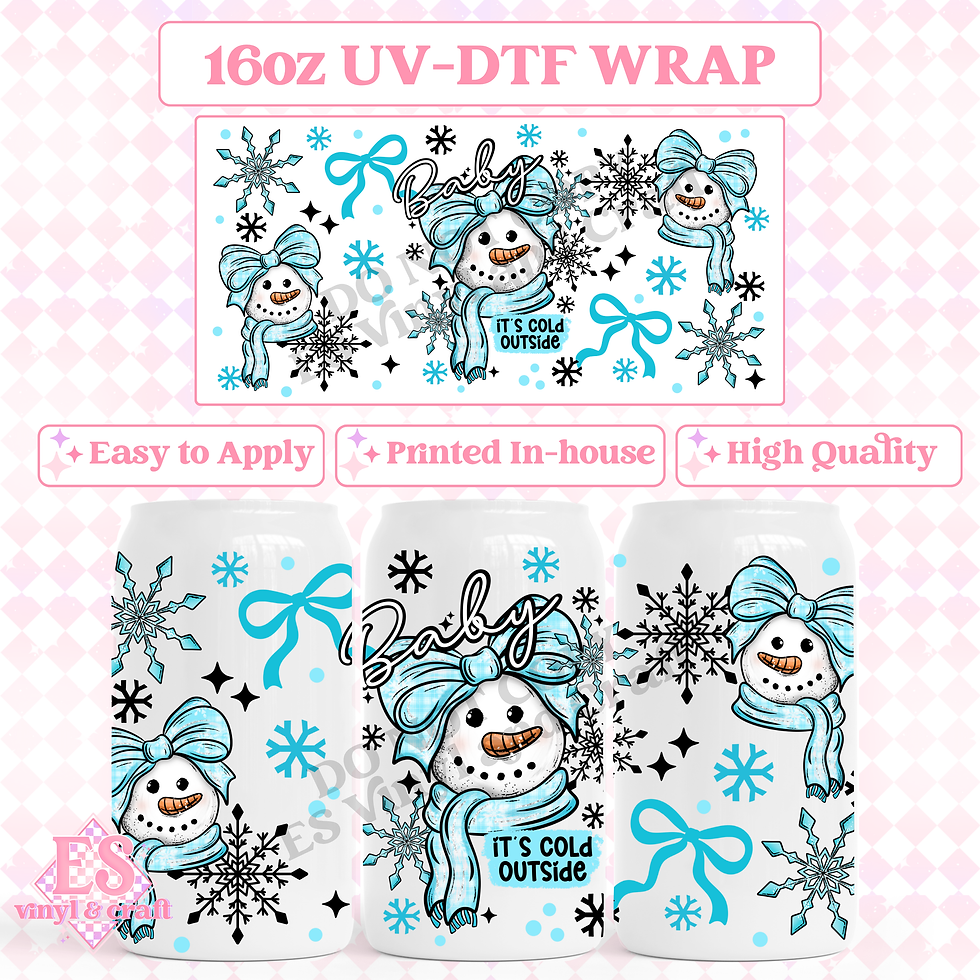 Baby It's Cold Outside Blue - 16oz Beer Can / Libbey UV-DTF