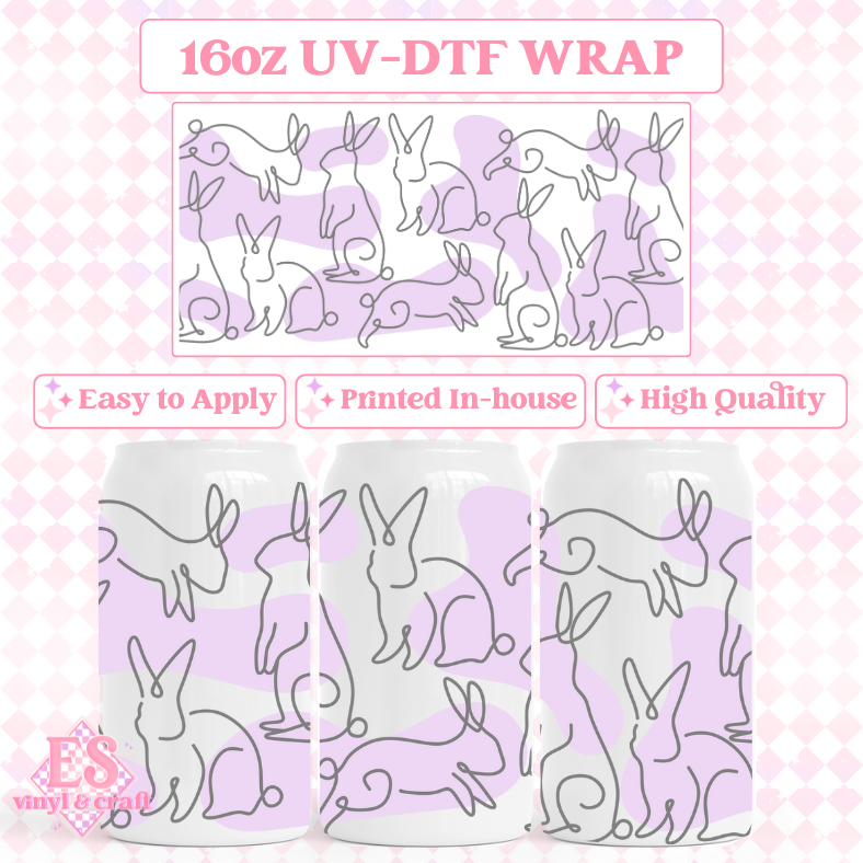 Line Bunnies - 16oz Beer Can / Libbey UV-DTF Transfer