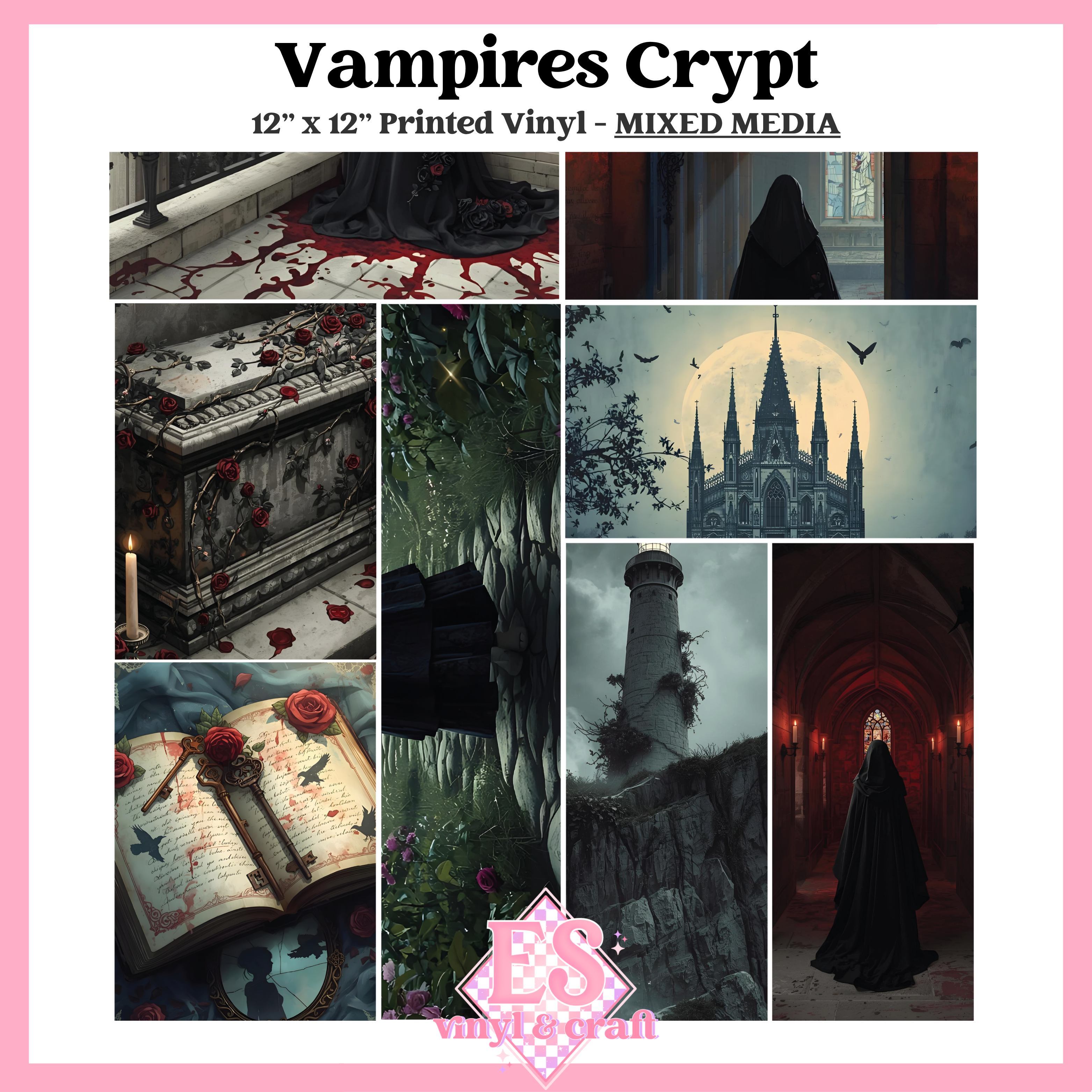 Vampires Crypt - Mixed Media Vinyl - 12" x 12" Sheet