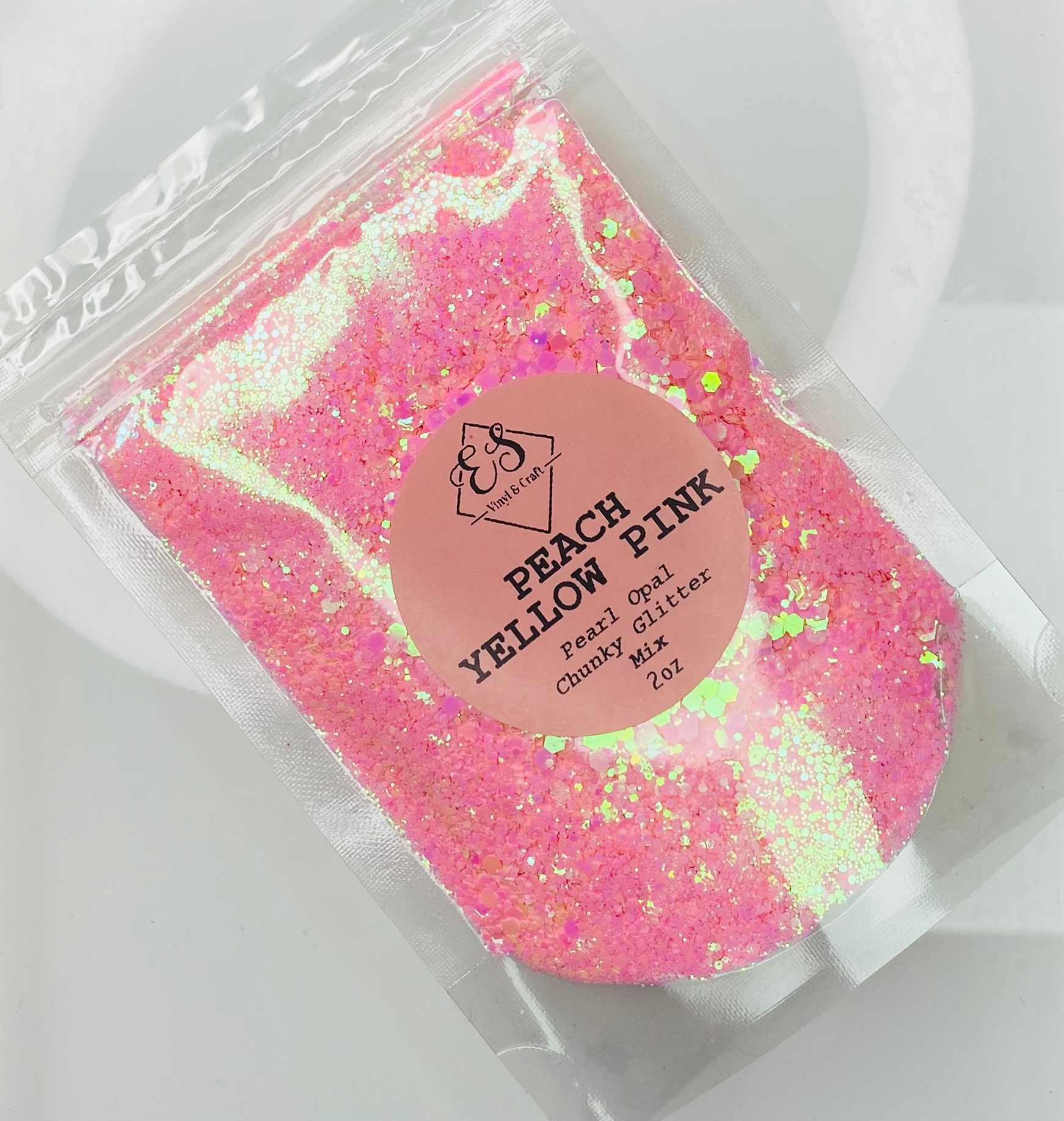 Peach Yellow Pink - Pearl Opal Chunky Glitter Mix