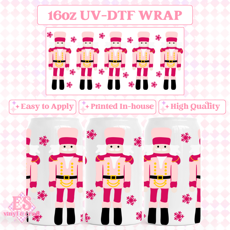 Festive Nutcracker - UVDTF 16oz Libbey Can Wrap