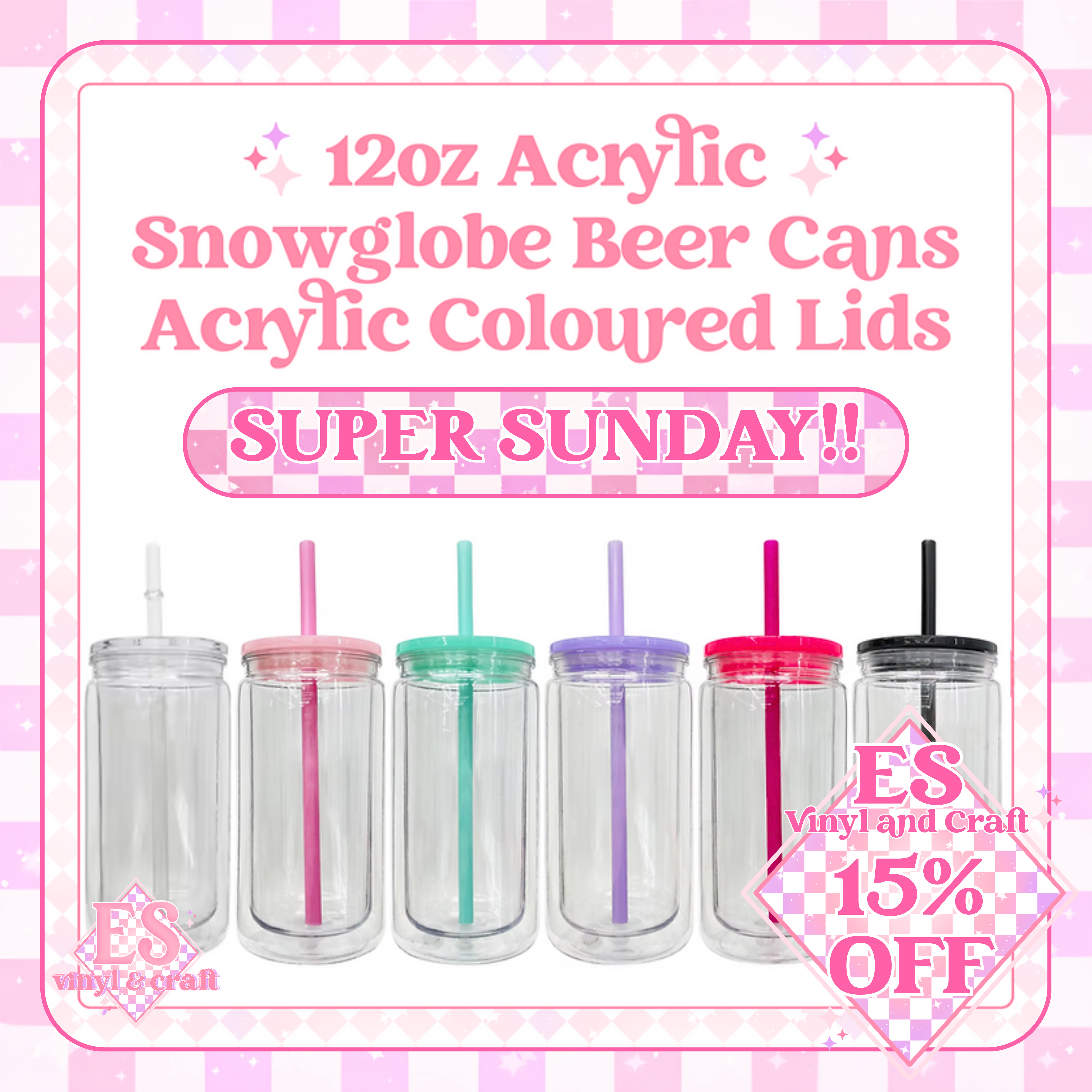 12oz Double Wall Acrylic Snowglobe Cans (16oz External)