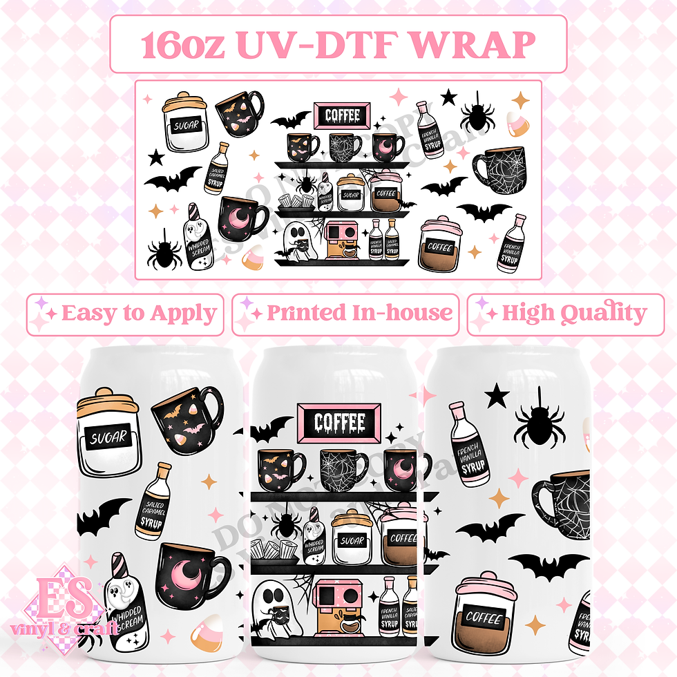 Spooky Coffee Bar - 16oz Beer Can / Libbey UV-DTF Transfer