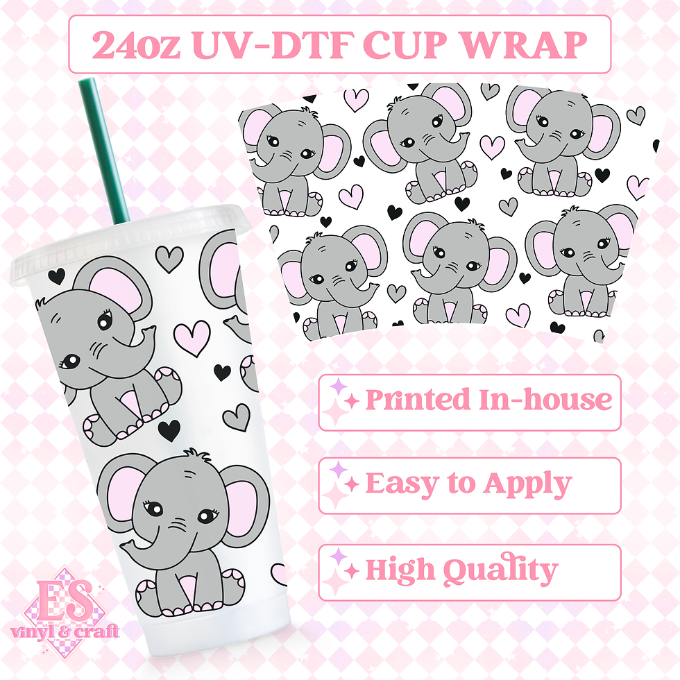 Elephant - UVDTF 24oz Cold Cup Wrap