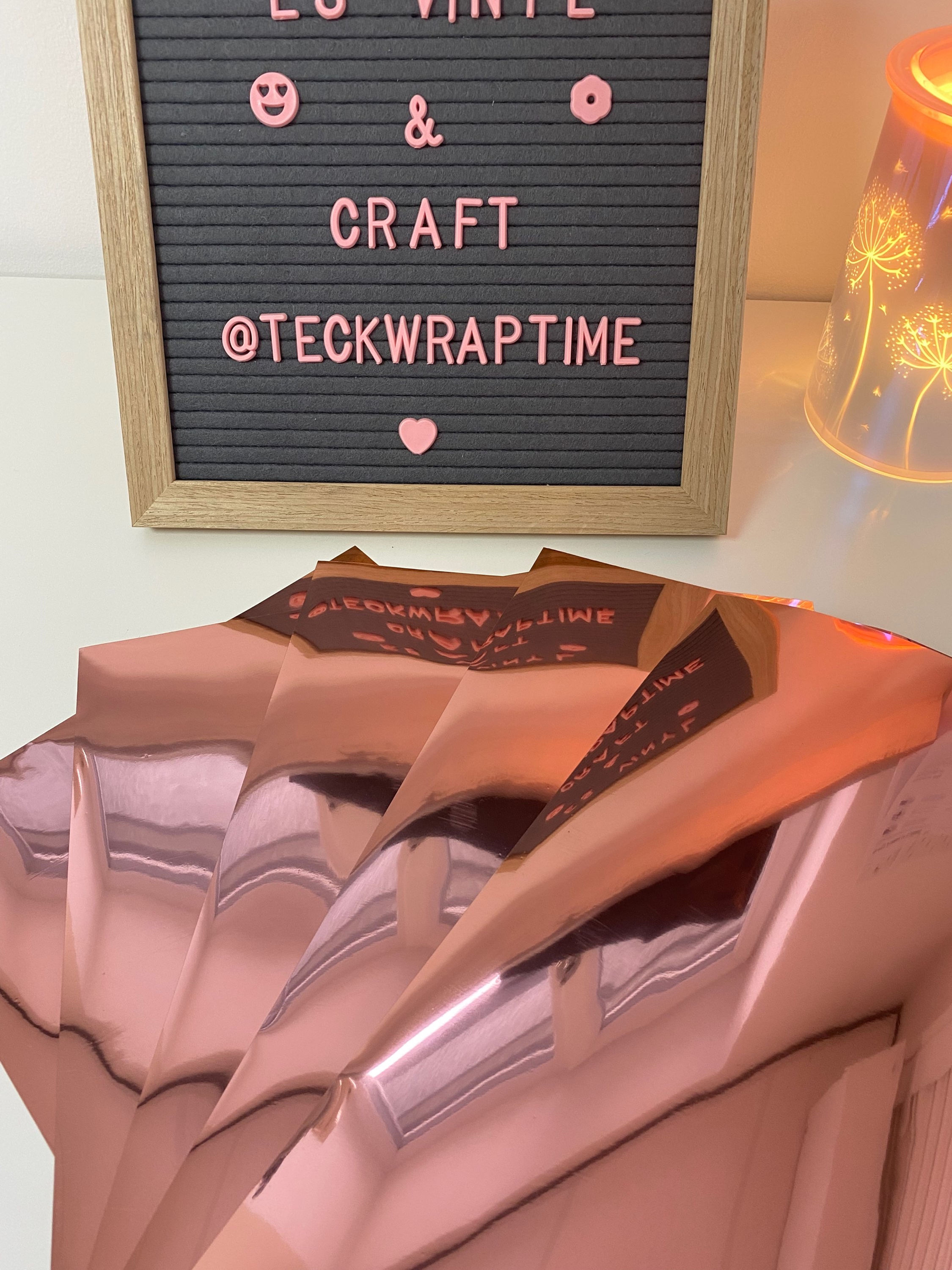 Teckwrap Mirror Chrome Rose Gold Sheet Bundle x 5 Sheets A4