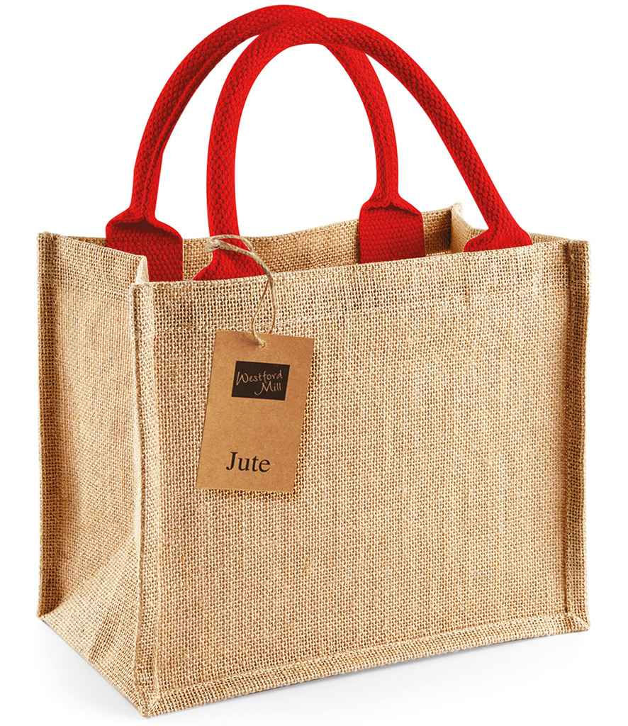 Jute Bag - Westford Mill Mini Jute Bag - Red Handles