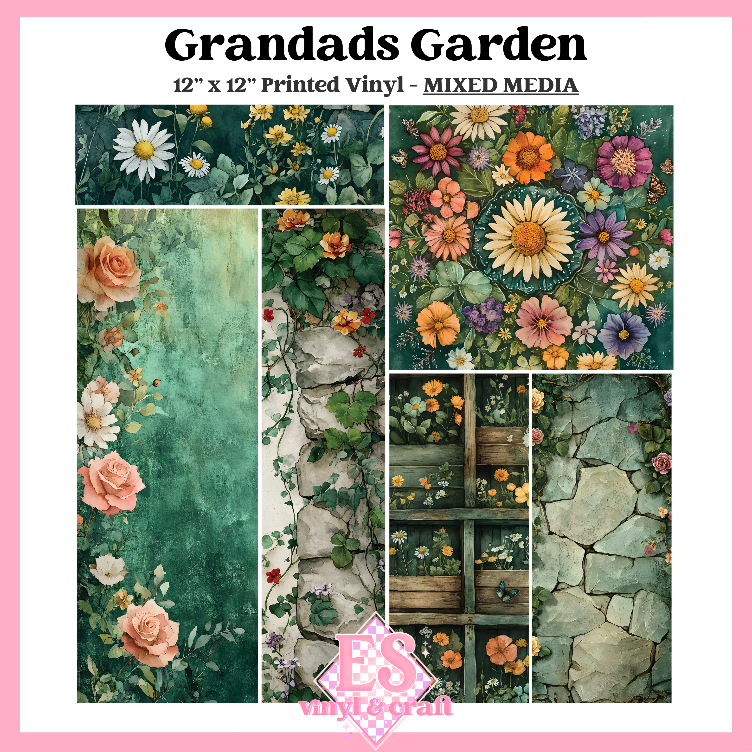 Grandad's Garden - Mixed Media Vinyl - 12" x 12" Sheet