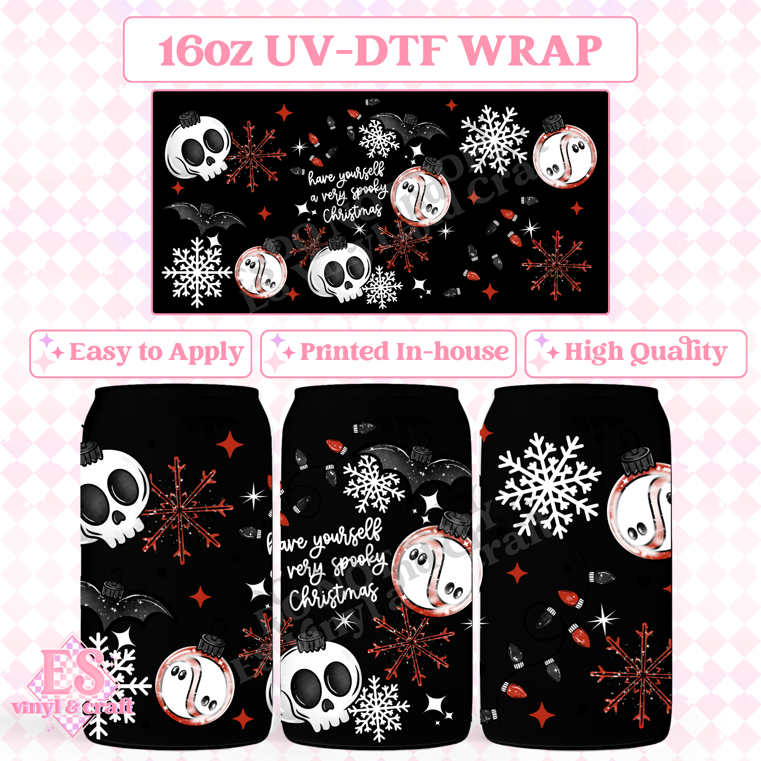 Very Spooky Christmas - 16oz Beer Can / Libbey UV-DTF Transfer