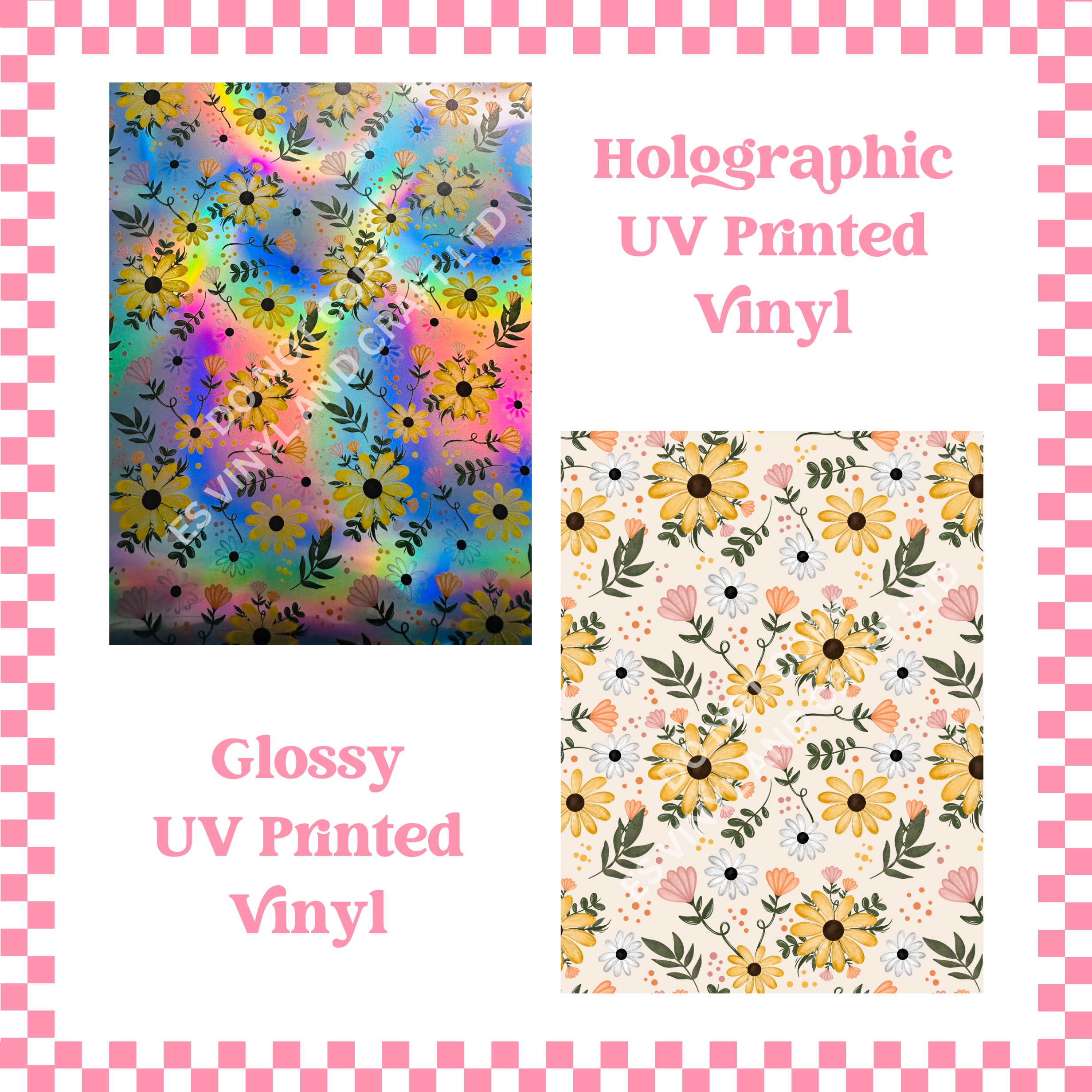Floral - Holographic or Normal Printed Vinyl (A4 or 12" x 12" Sheet)
