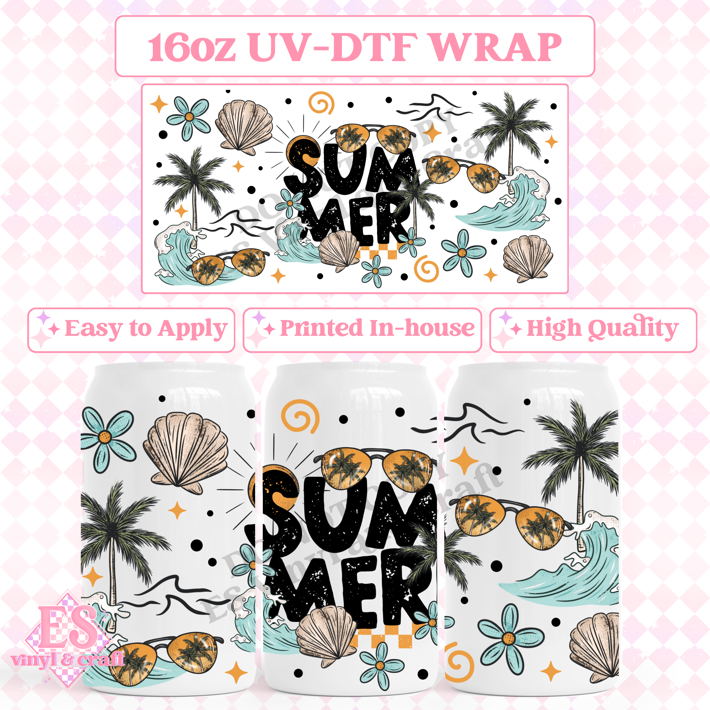 Summer - 16oz Beer Can / Libbey UV-DTF Transfer