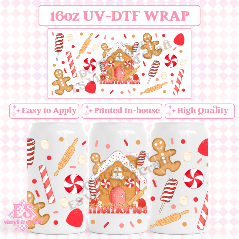 Bake More Memories - 16oz Beer Can / Libbey UV-DTF Transfer