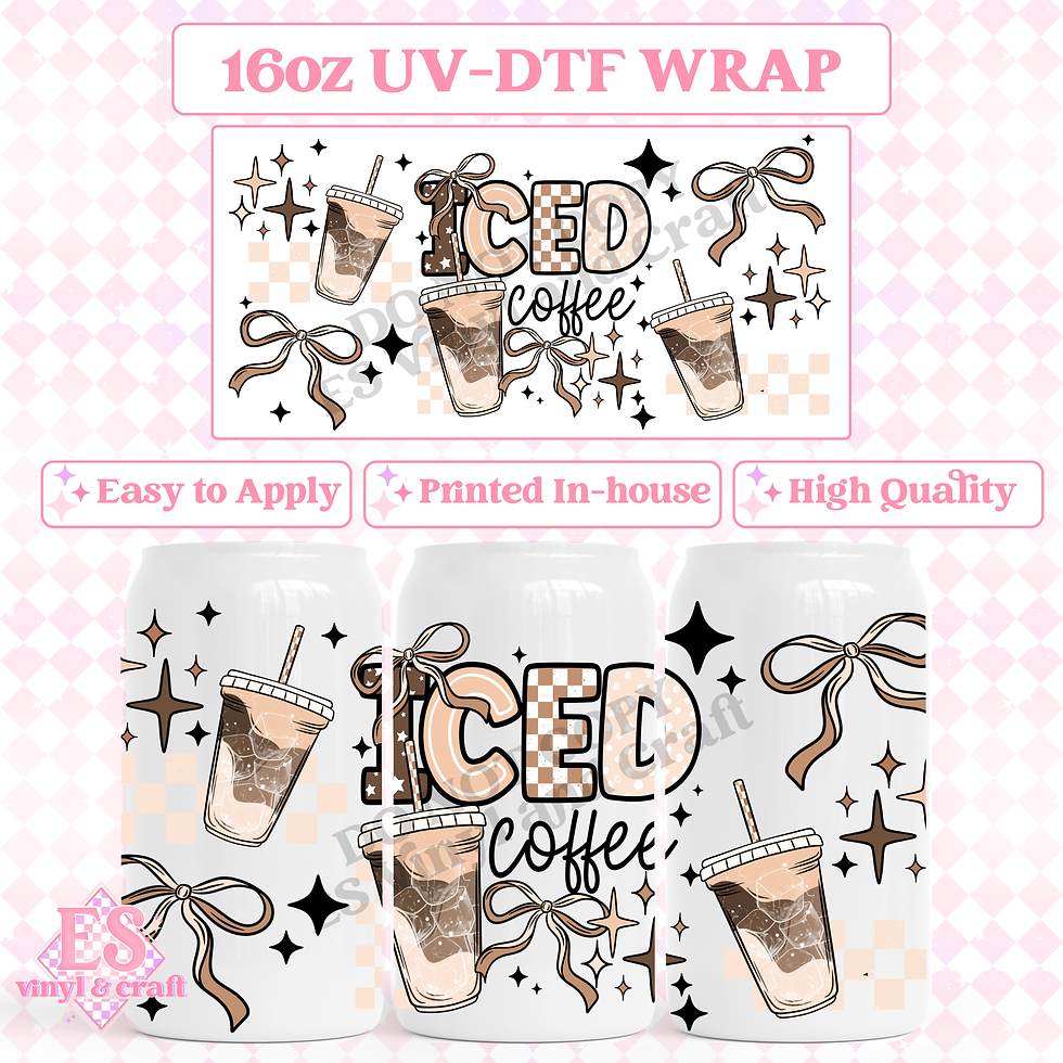 Iced Coffee Neutral - 16oz Beer Can / Libbey UV-DTF Transfer