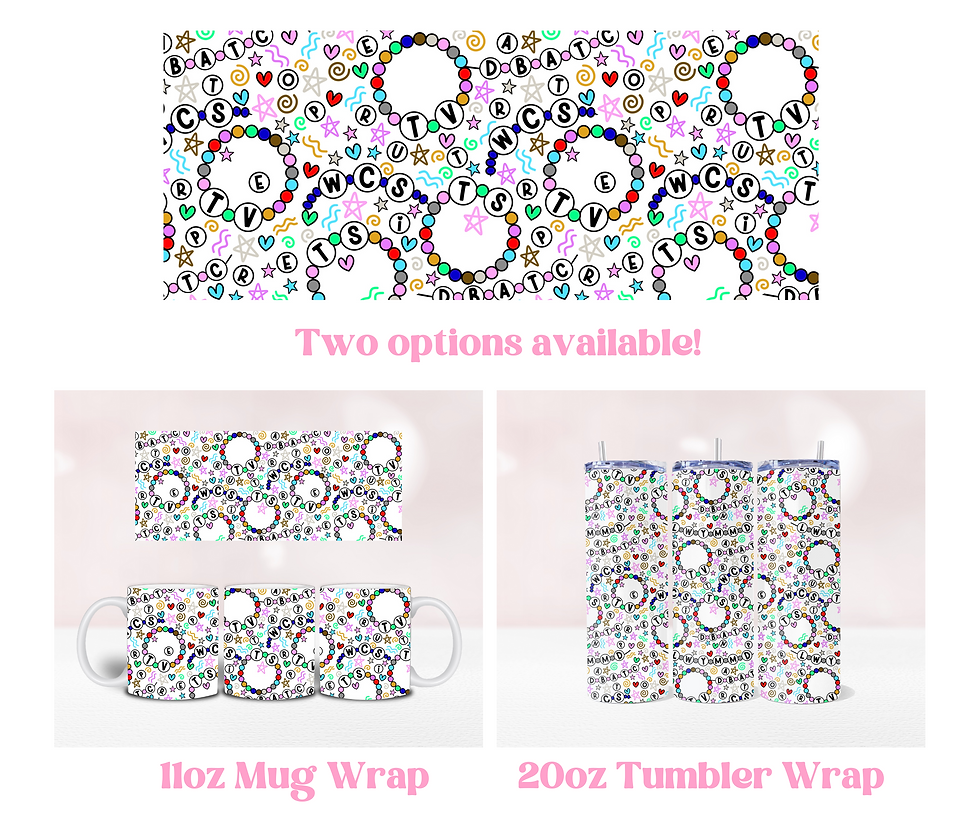 Friendship Bracelet Seamless - Pre Printed Sublimation 11oz or 20oz Wrap