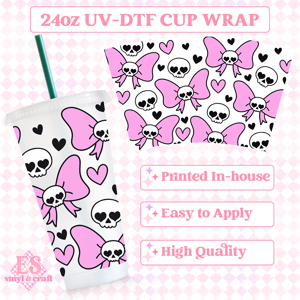 Skull Bows - UVDTF 24oz Cold Cup Wrap