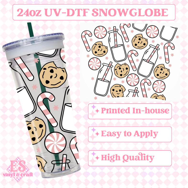 Milk and Cookies Pink - UVDTF 24oz Snowglobe Wrap