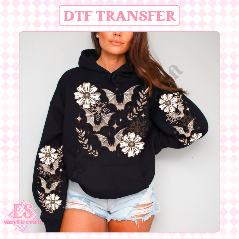 Neutral Floral Bats with Sleeves - DTF Transfer