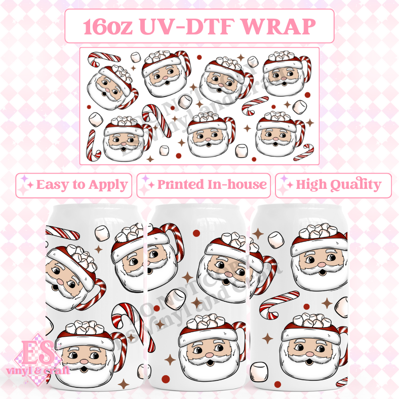 Santa Mug 3 - 16oz Beer Can / Libbey UV-DTF