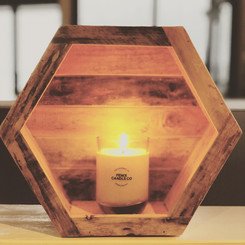 Scented candle in repurposed glass by Fenix Candle Co
