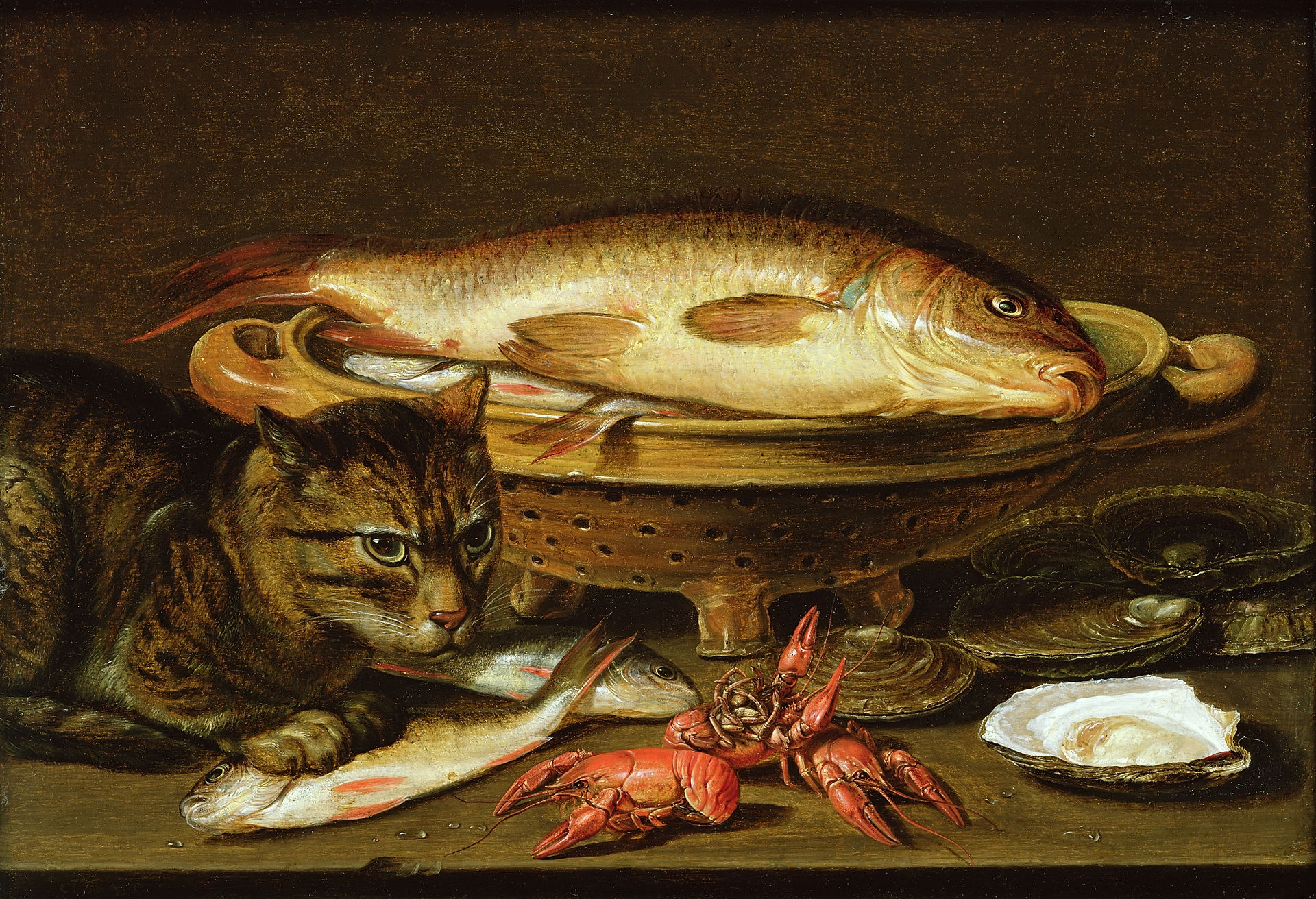 Clara_Peeters_-_A_still_life_with_carp_in_a_ceramic_colander_etc