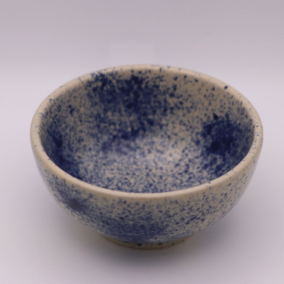 Thumbnail: Sparkle hand painted ceramic rice bowl in indigo blue view inside the bwol