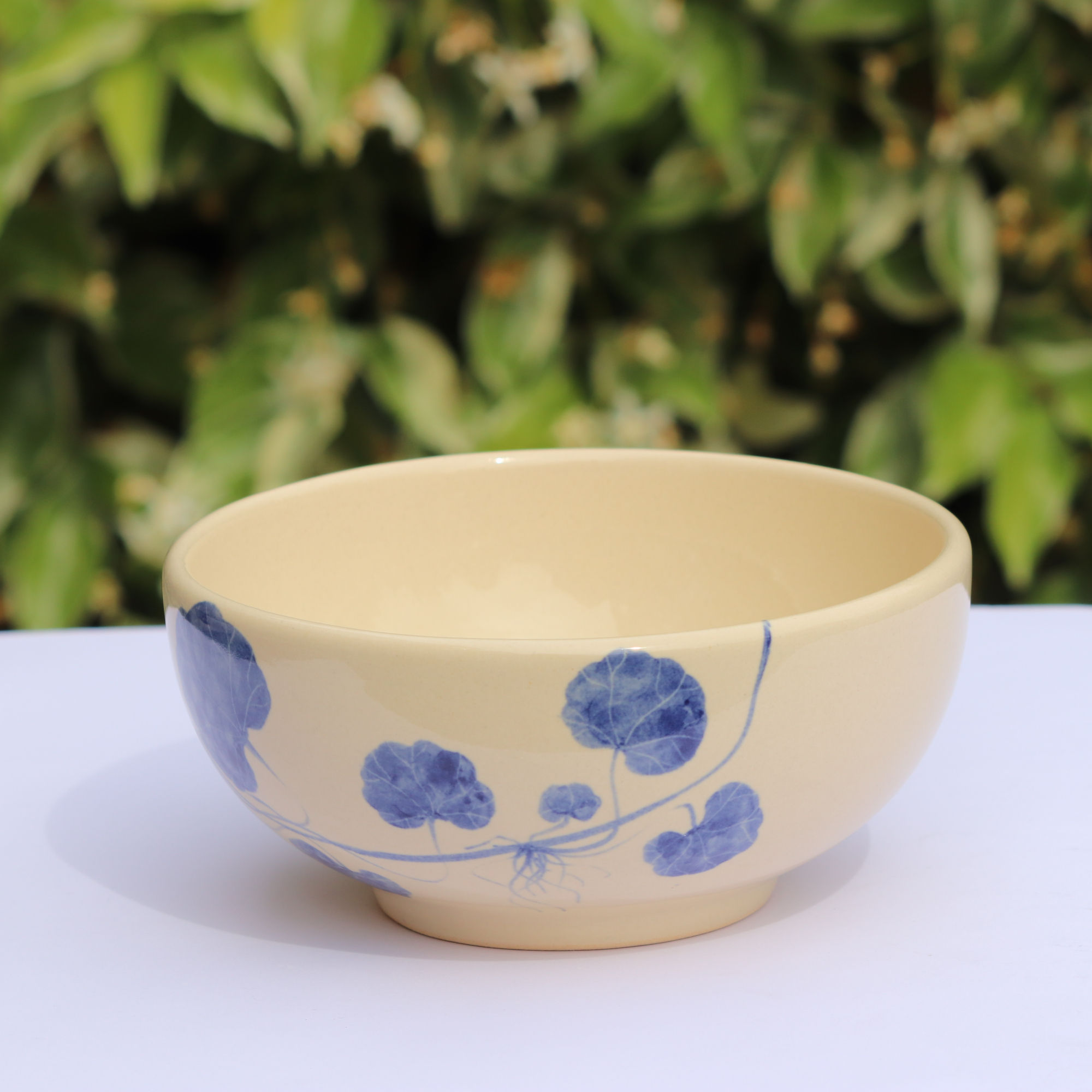 Blue Roots hand painted ceramic noodle bowl