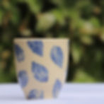 Leaf design ceramic hand painted cup with no handle
