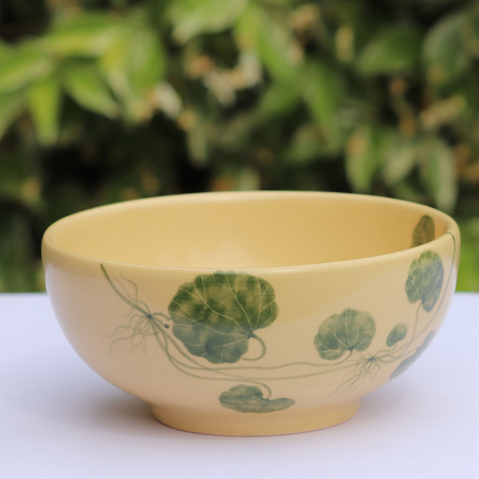 Green Roots hand painted Vietmanese ceramic noodle bowl