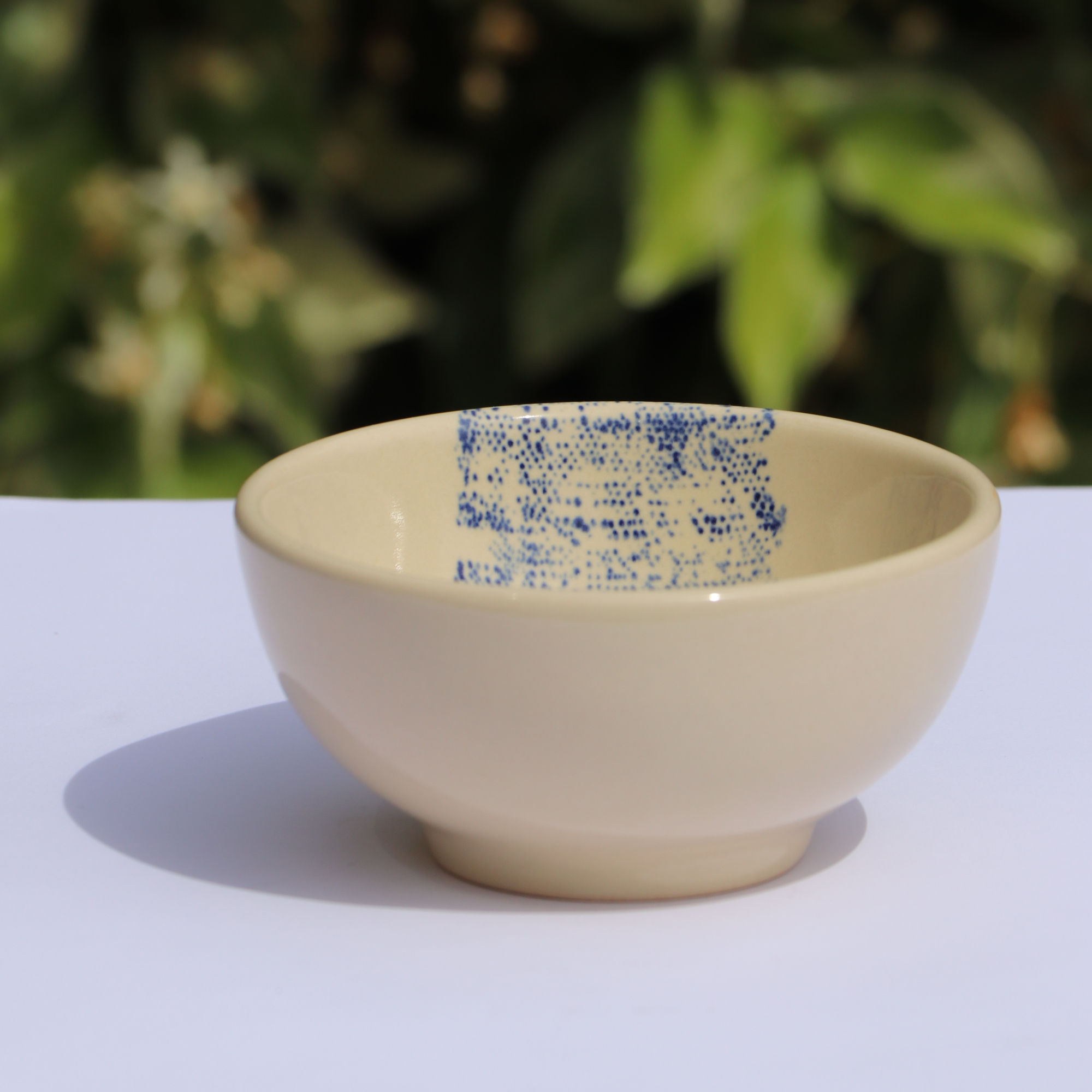 Fabric design hand painted ceramic rice bowl