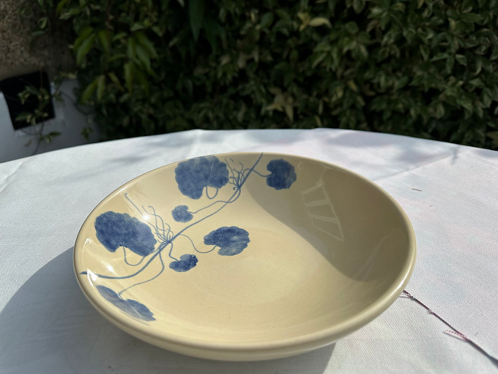 Thumbnail: Blue Roots hand painted ceramic salad bowl