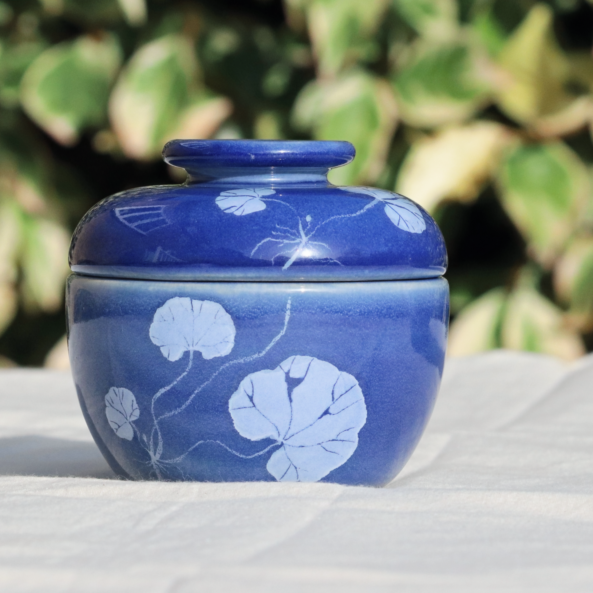 Ceramic Small Spice Jar Blue Roots Design