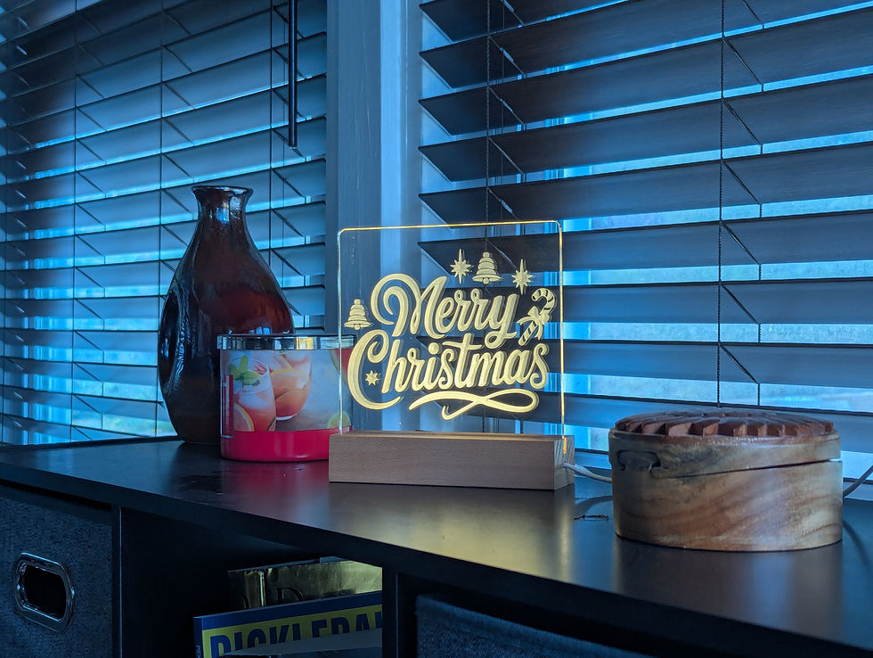 Thumbnail: Lighted Etched Acrylic Merry Christmas Tabletop Decoration
