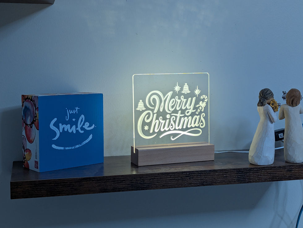 Thumbnail: Lighted Etched Acrylic Merry Christmas Tabletop Decoration