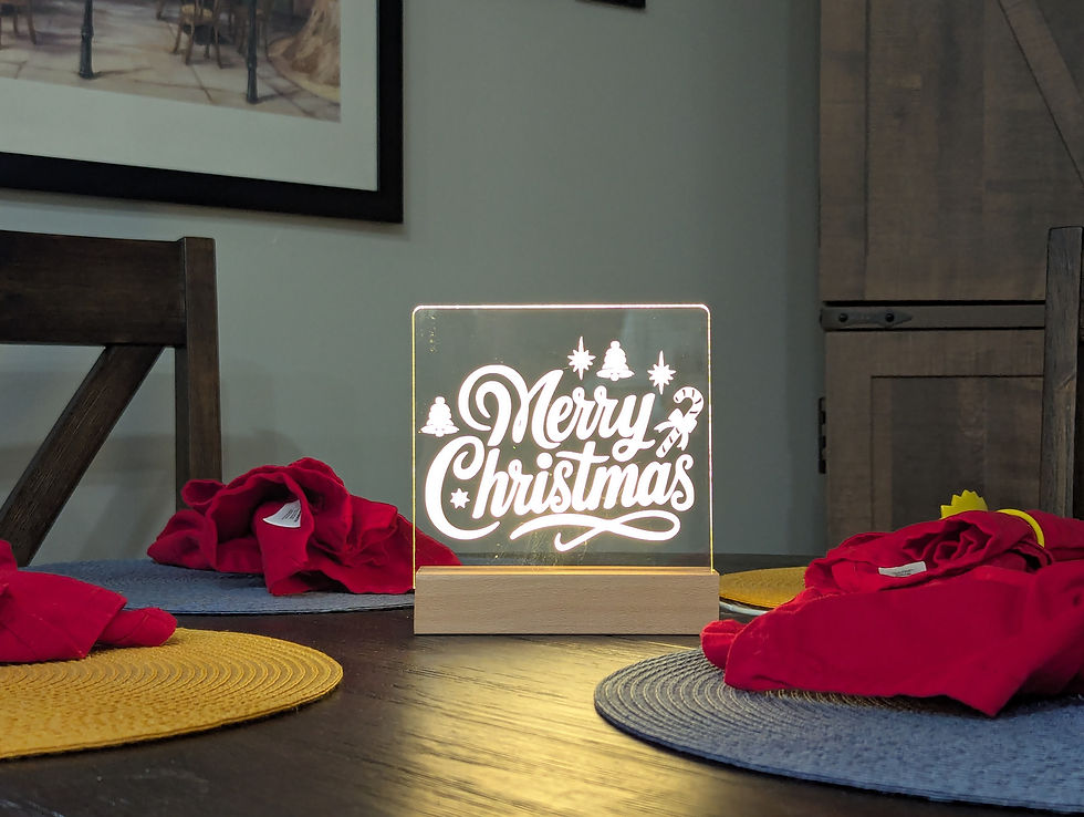 Thumbnail: Lighted Etched Acrylic Merry Christmas Tabletop Decoration