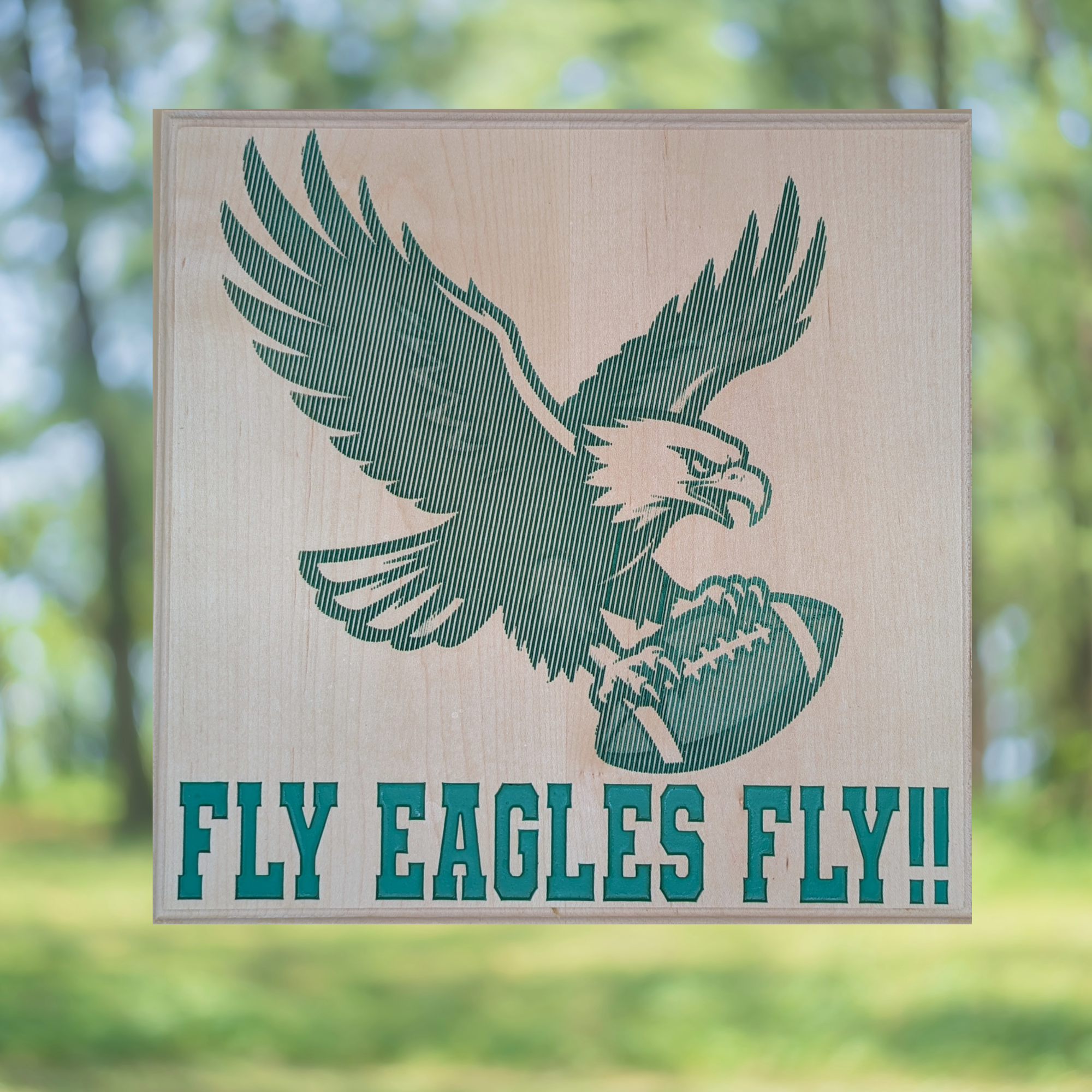 Philadelphia Fly Eagles Fly Carved Maple Wood Sign