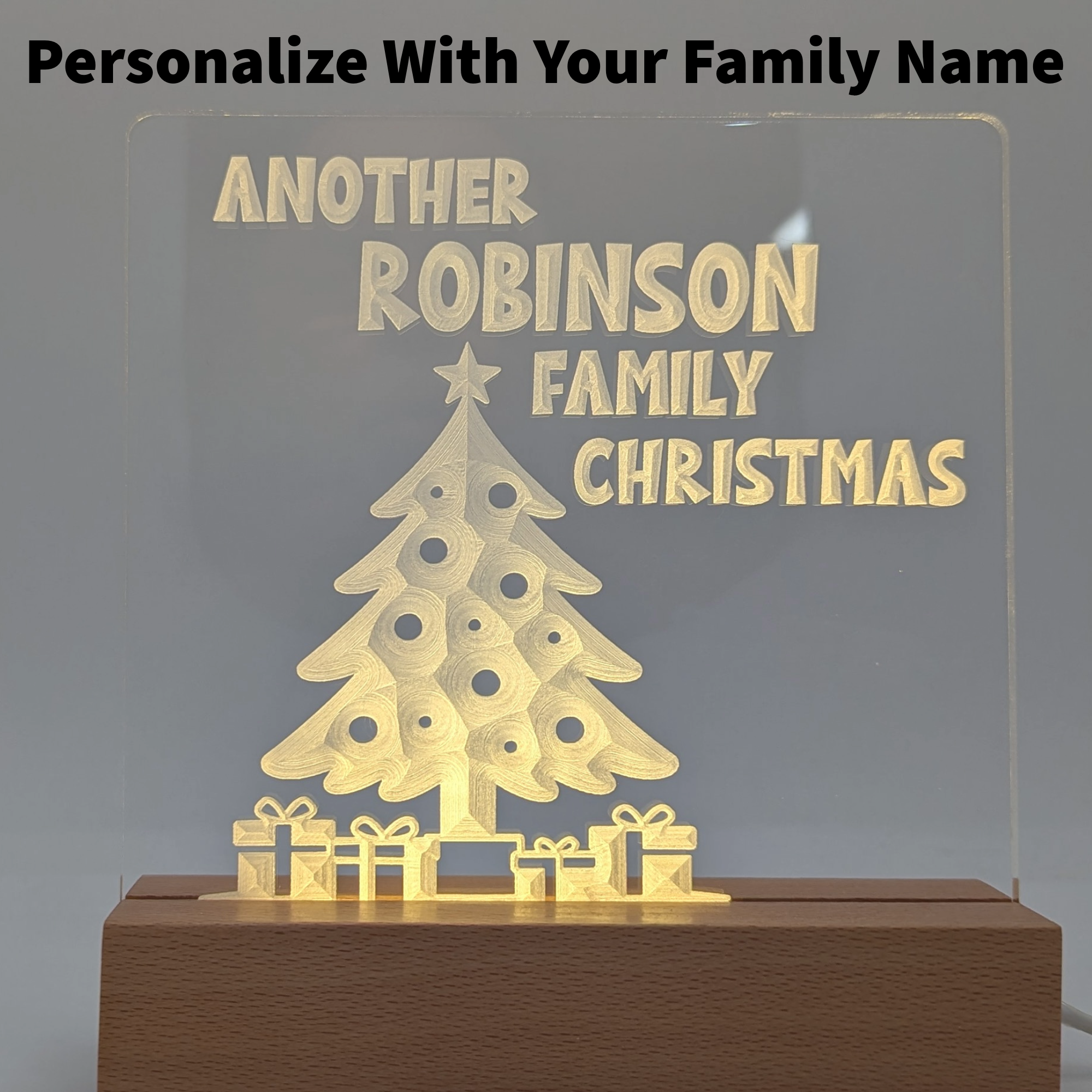 Personalized Custom Etched Acrylic Family Name Christmas Light Decoration