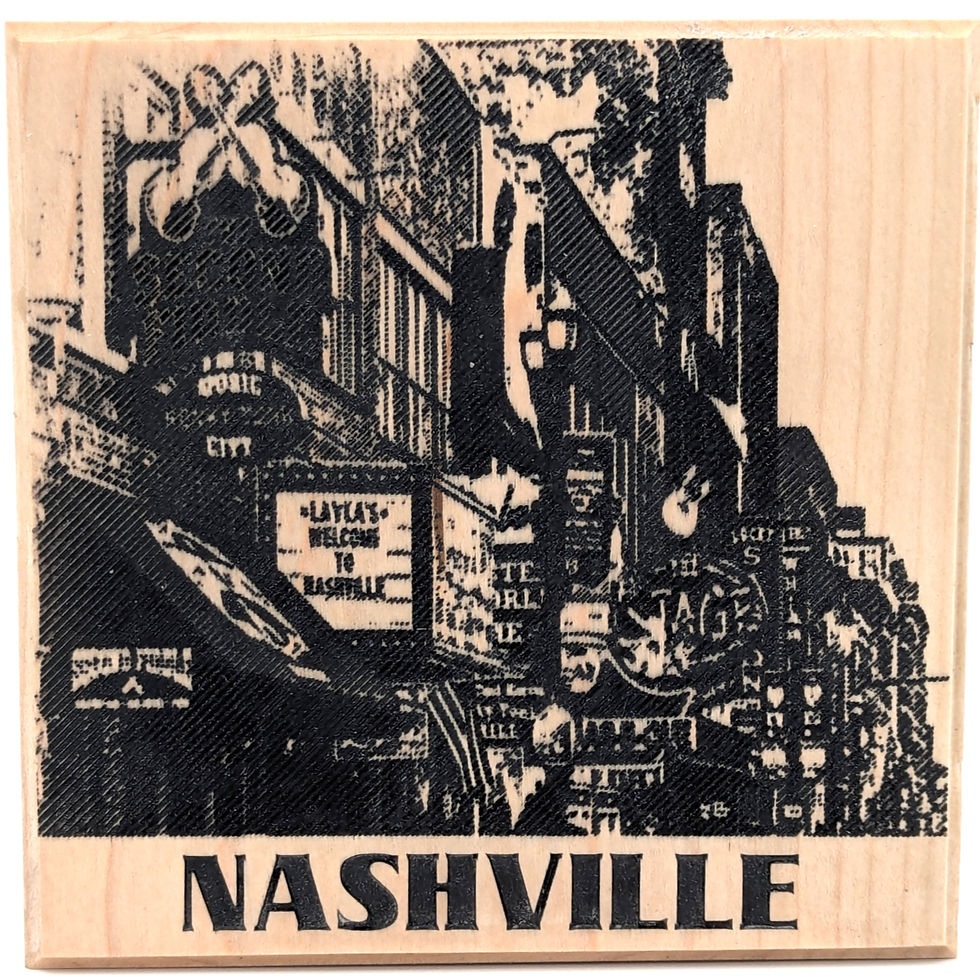 Thumbnail: Nashville Music Row Skyline - Carved Maple Wood Tabletop Sign Decor