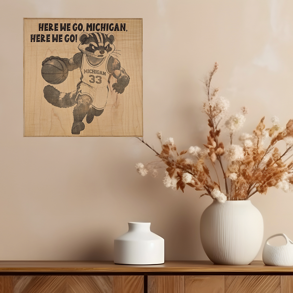Thumbnail: Michigan Wolverines Basketball Wood Sign - Custom Carved Maple Decor