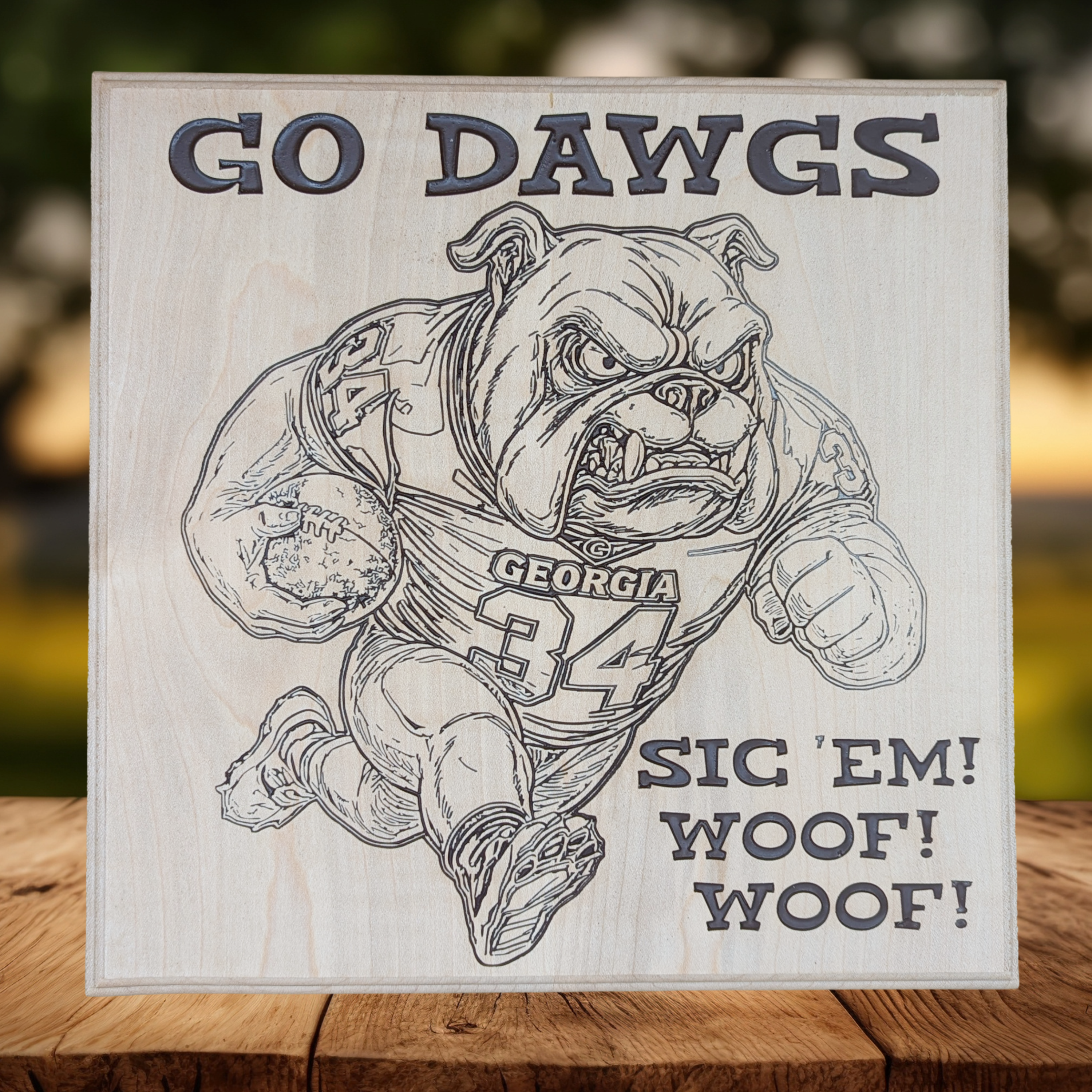 Georgia Bulldogs Go Dawgs Carved Wood Sign