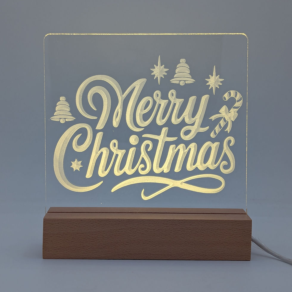 Thumbnail: Lighted Etched Acrylic Merry Christmas Tabletop Decoration