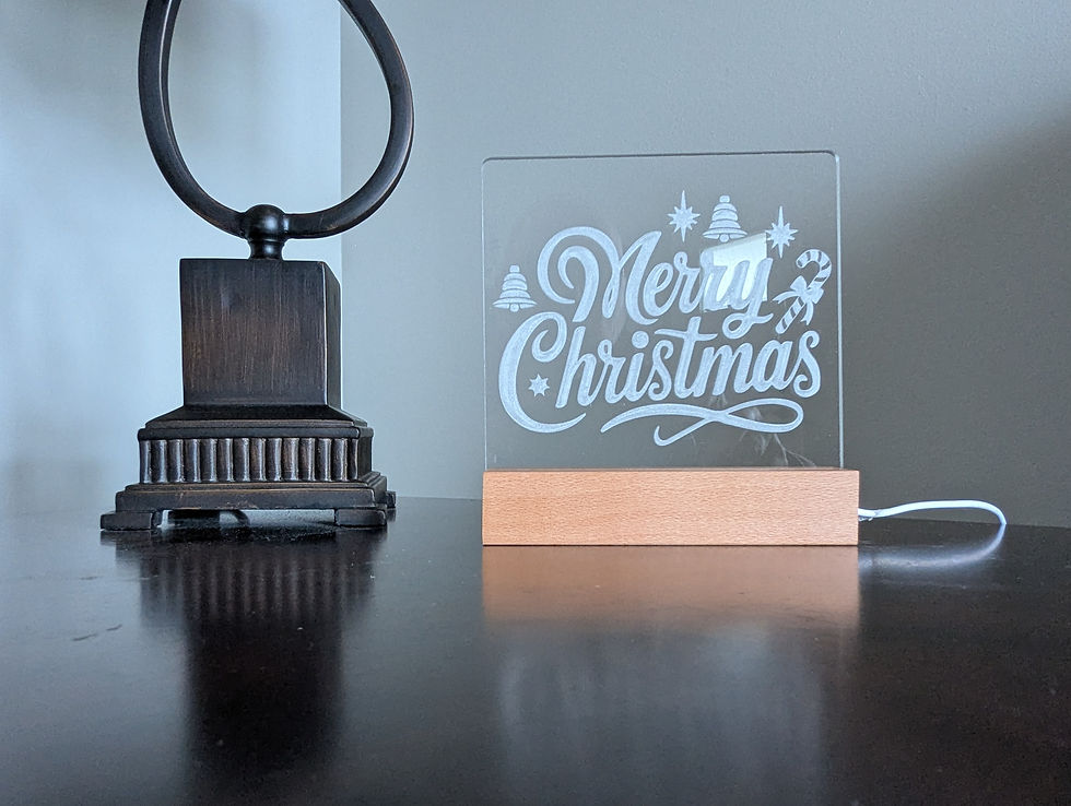 Thumbnail: Lighted Etched Acrylic Merry Christmas Tabletop Decoration